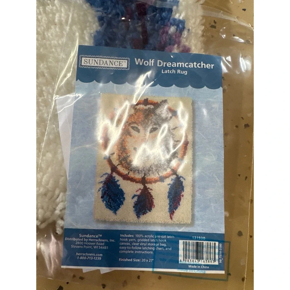 Sundance Wolf Dreamcatcher Latch Hook Rug Finished Wall Hanging‎ 20x27 131930